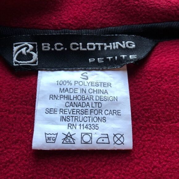 B. C. Clothing Light fleece jacket Black with red accent Petite Small - Picture 3 of 7